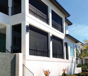 MagnaTrack motorized outdoor screens on a Florida patio